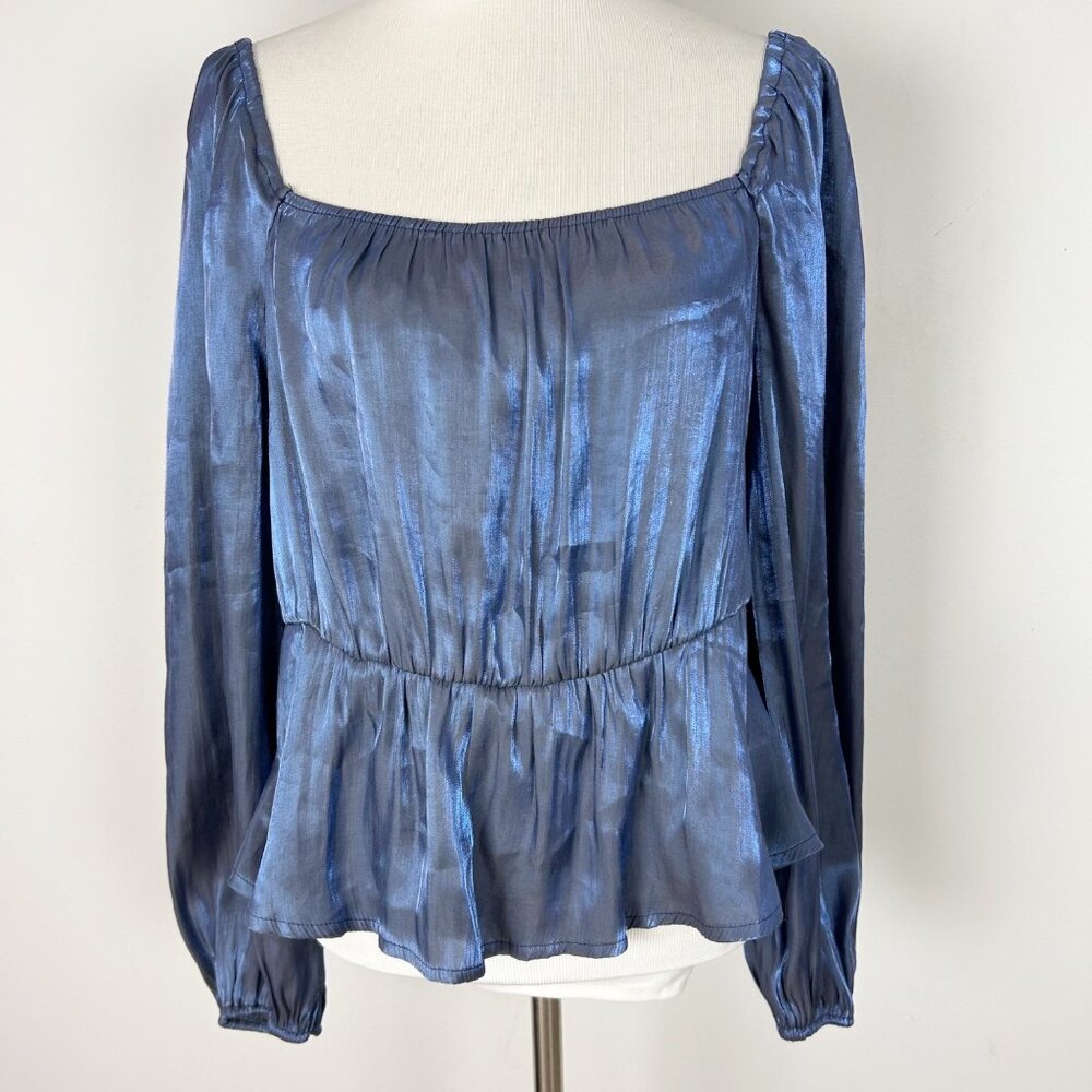 Women’s Shimmery Blue‎ Top Pleated Fairy Grunge Whimsigoth Size 0XL Women's